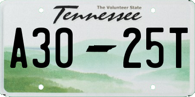 TN license plate A3025T