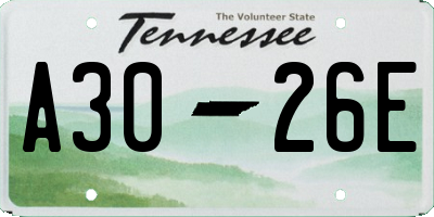 TN license plate A3026E
