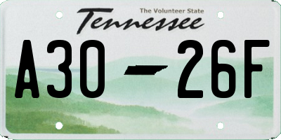 TN license plate A3026F