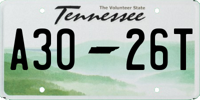 TN license plate A3026T