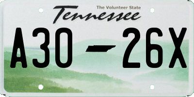 TN license plate A3026X