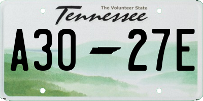 TN license plate A3027E