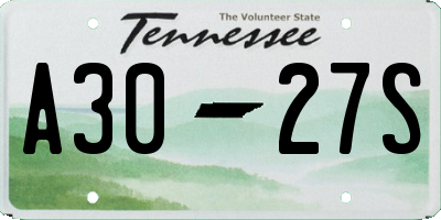 TN license plate A3027S