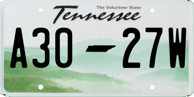 TN license plate A3027W