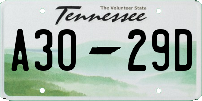 TN license plate A3029D