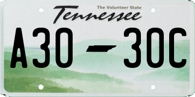 TN license plate A3030C