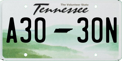 TN license plate A3030N