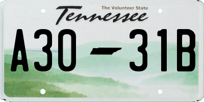 TN license plate A3031B
