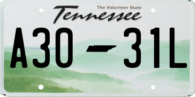 TN license plate A3031L