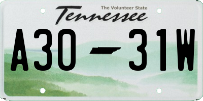 TN license plate A3031W
