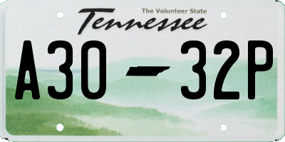 TN license plate A3032P