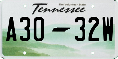 TN license plate A3032W