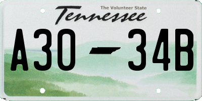 TN license plate A3034B