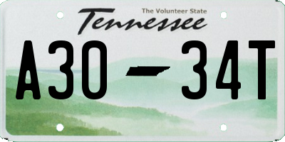TN license plate A3034T