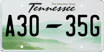 TN license plate A3035G