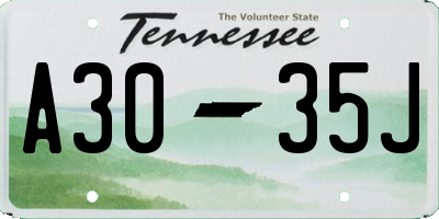 TN license plate A3035J
