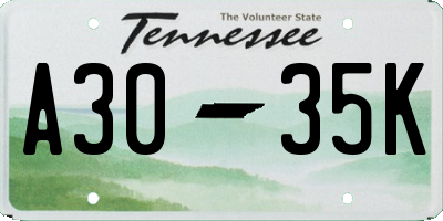 TN license plate A3035K