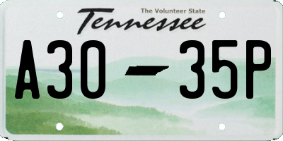 TN license plate A3035P