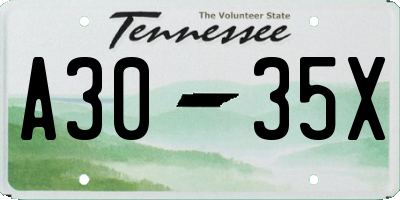 TN license plate A3035X
