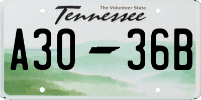 TN license plate A3036B