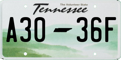 TN license plate A3036F