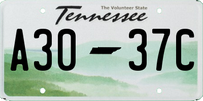 TN license plate A3037C
