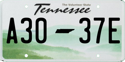 TN license plate A3037E