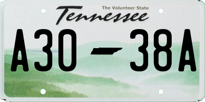 TN license plate A3038A