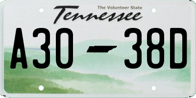 TN license plate A3038D