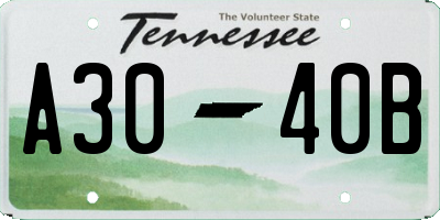 TN license plate A3040B