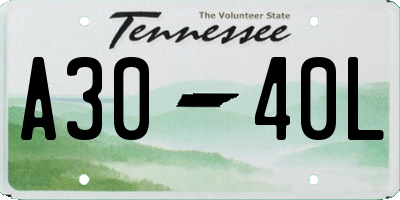 TN license plate A3040L