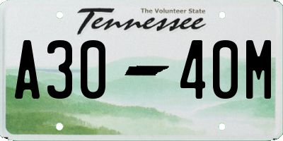 TN license plate A3040M
