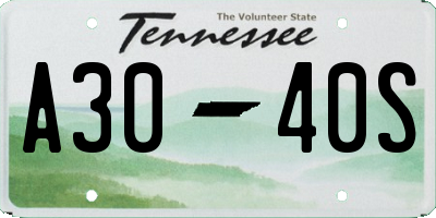 TN license plate A3040S