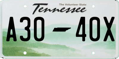 TN license plate A3040X