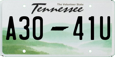 TN license plate A3041U
