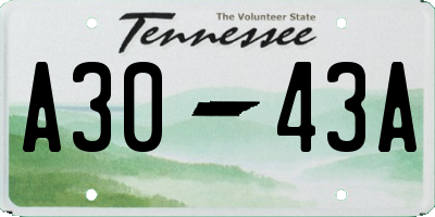 TN license plate A3043A