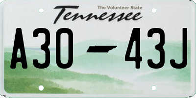TN license plate A3043J