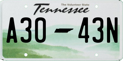 TN license plate A3043N