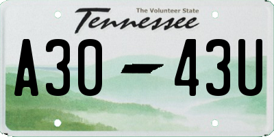 TN license plate A3043U