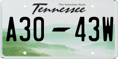 TN license plate A3043W