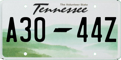 TN license plate A3044Z