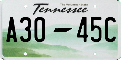 TN license plate A3045C