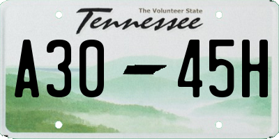 TN license plate A3045H