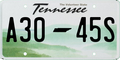 TN license plate A3045S