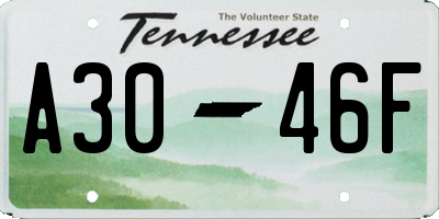 TN license plate A3046F