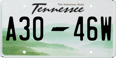 TN license plate A3046W