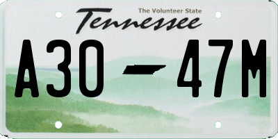 TN license plate A3047M