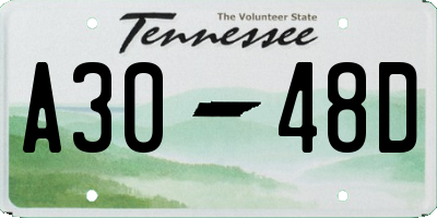 TN license plate A3048D