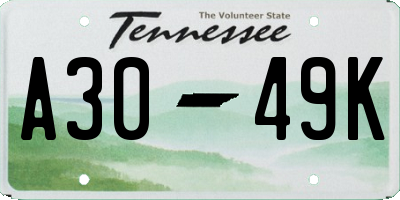 TN license plate A3049K