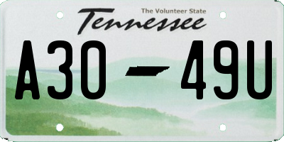 TN license plate A3049U
